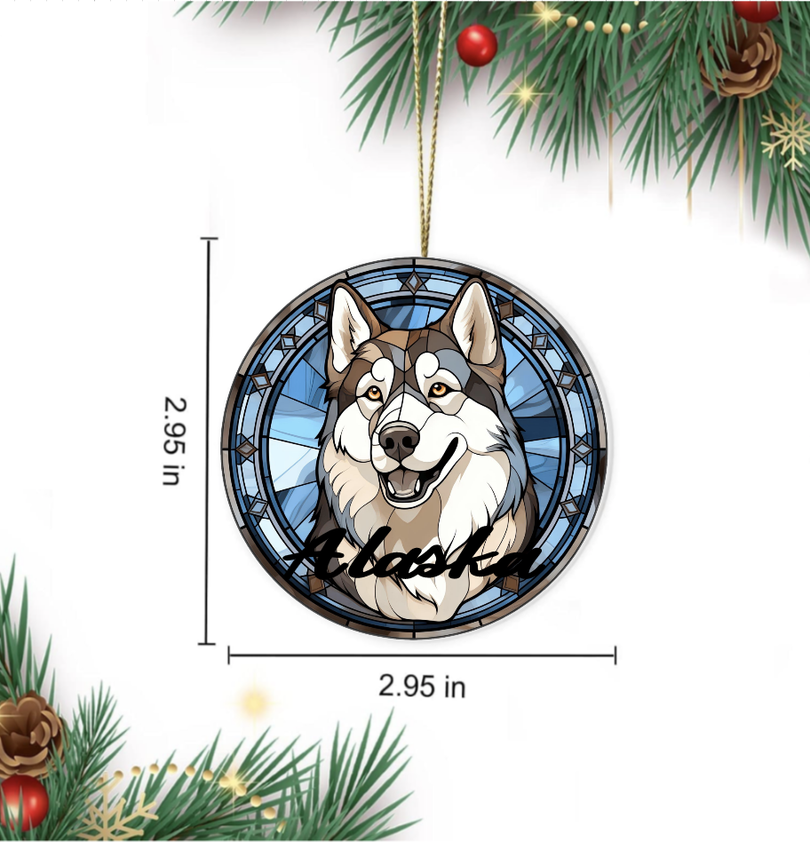 Ceramic Husky Ornament