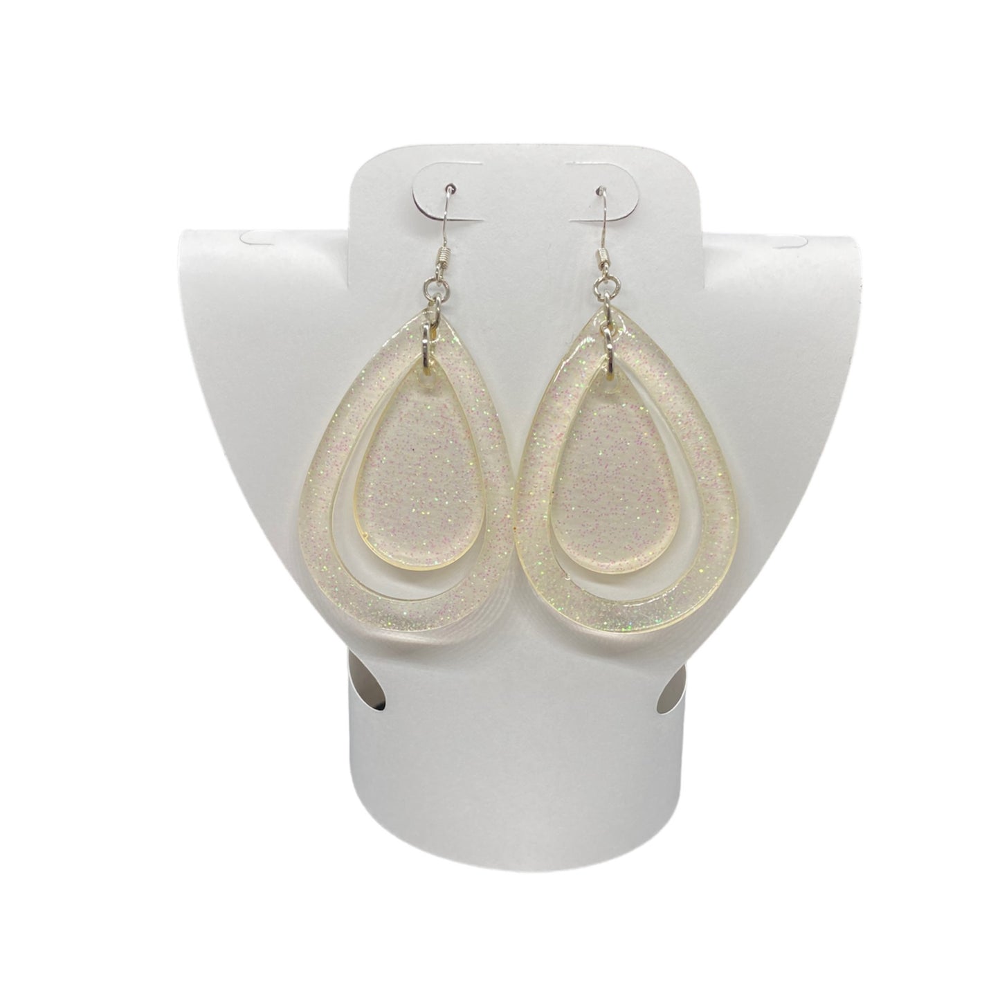 Earrings Clear Double Teardrop