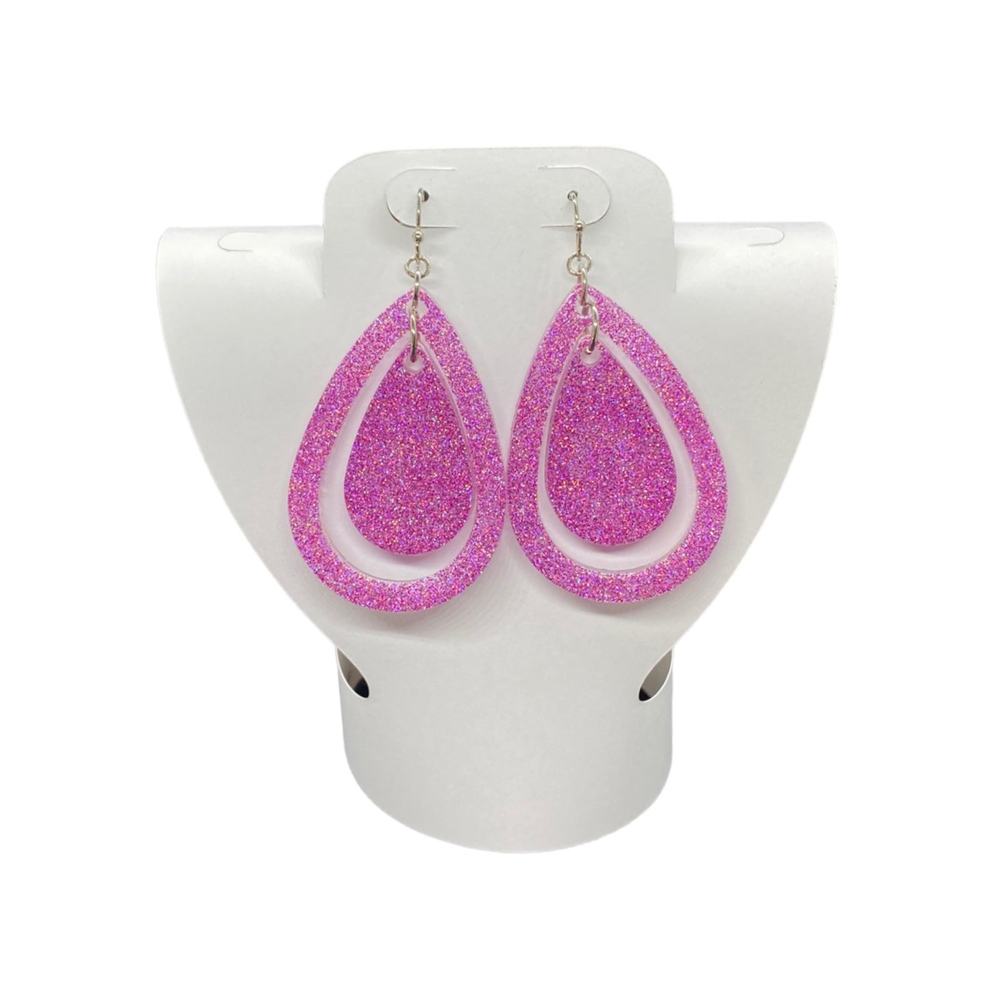 Earrings Dark Pink Double Teardrop
