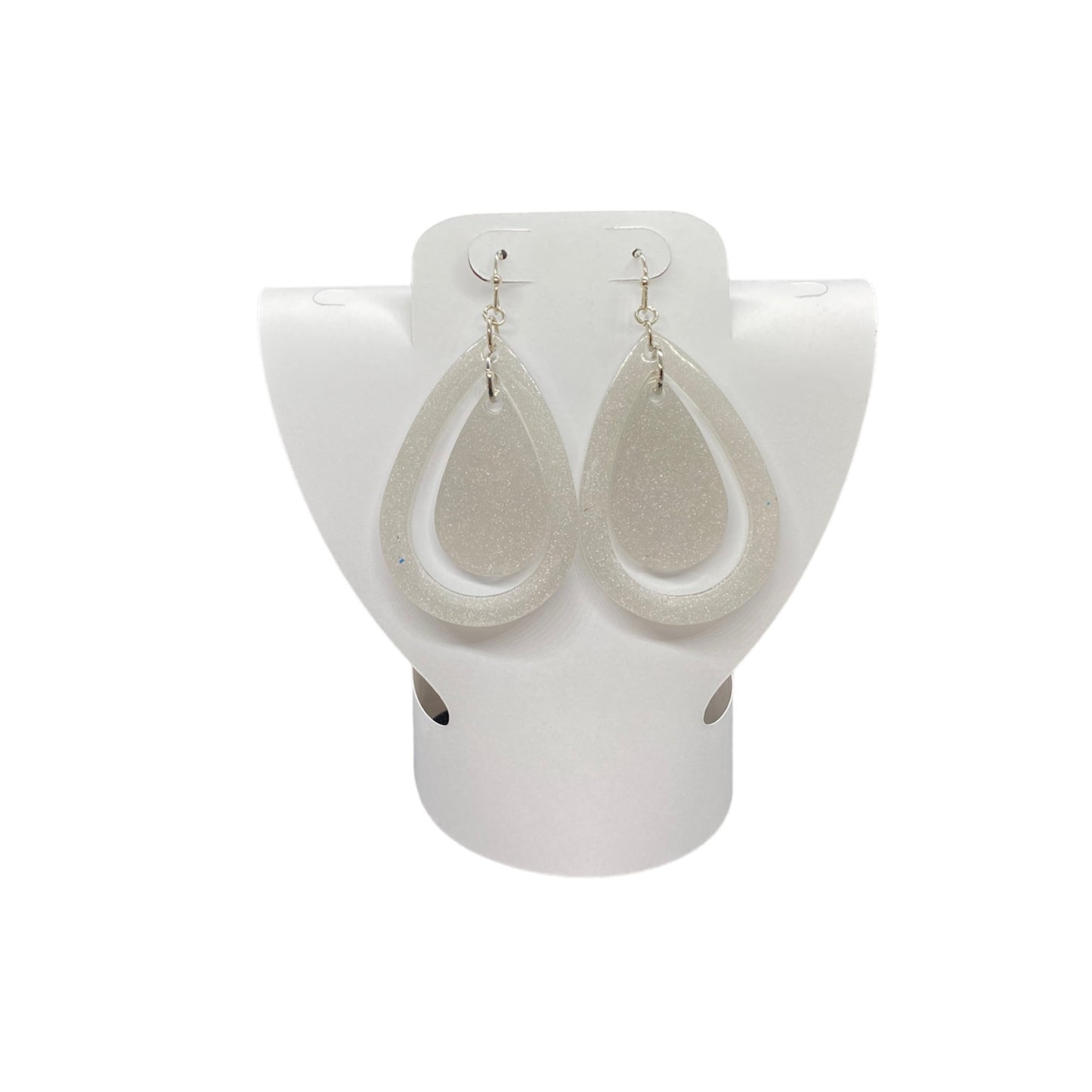 Earrings White Double Teardrop
