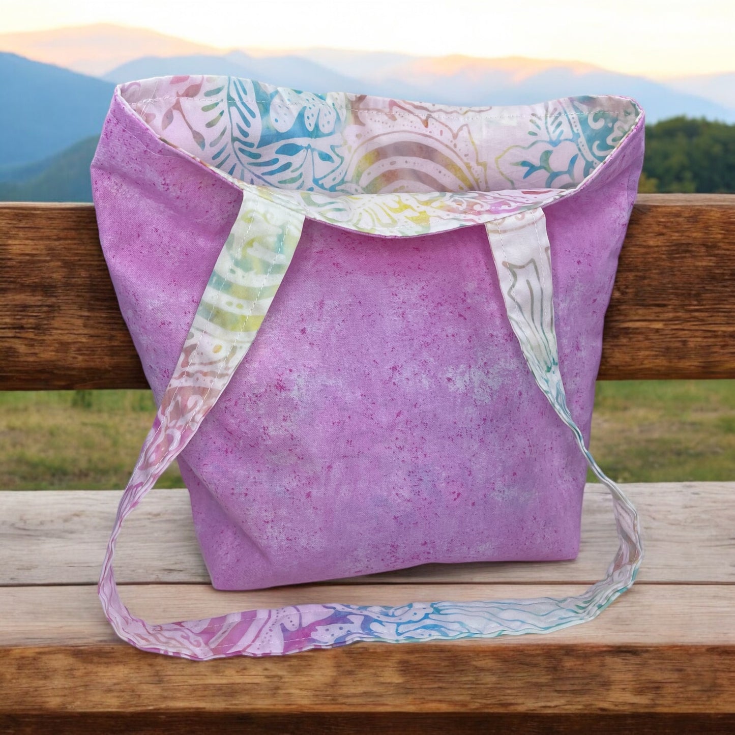 Small Pink and Colorful Reversible Shopping Bag