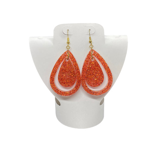 Earrings Orange Double Teardrop