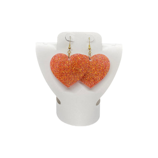 Earrings Orange Solid Heart