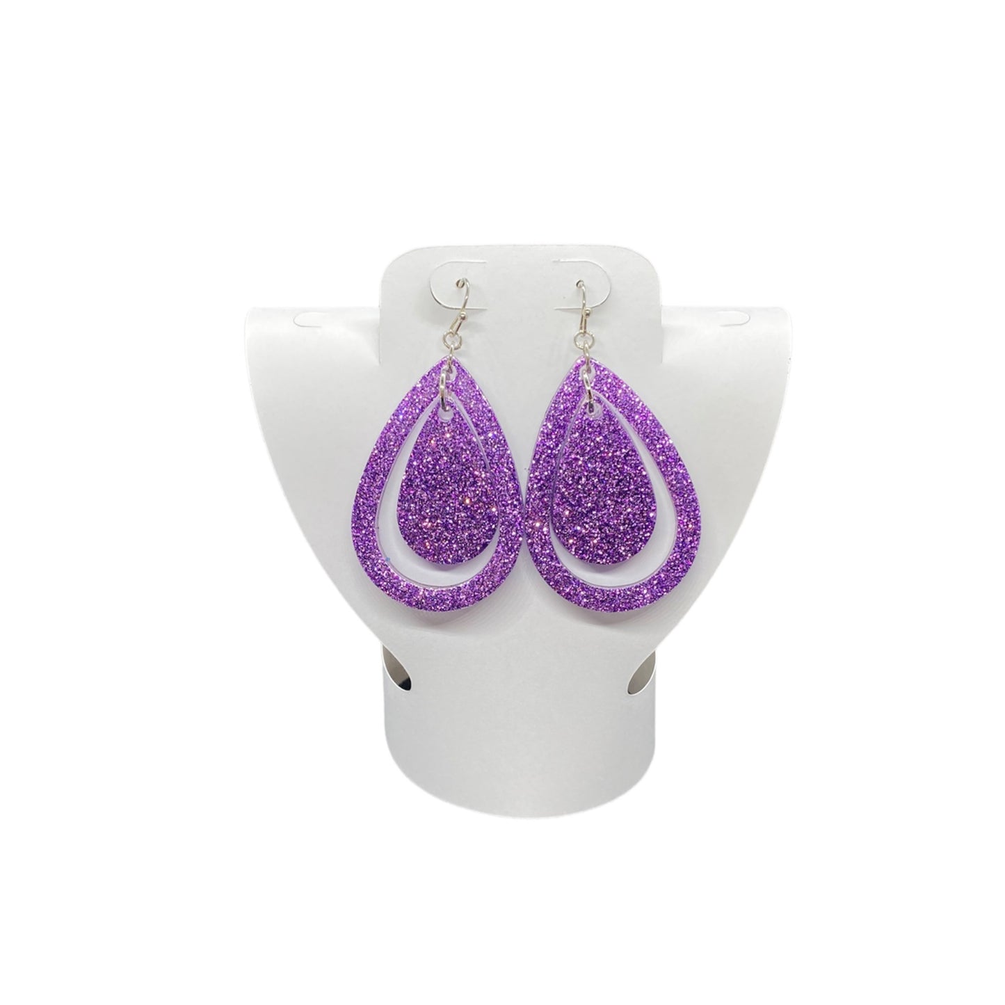 Earrings Purple Double Teardrop