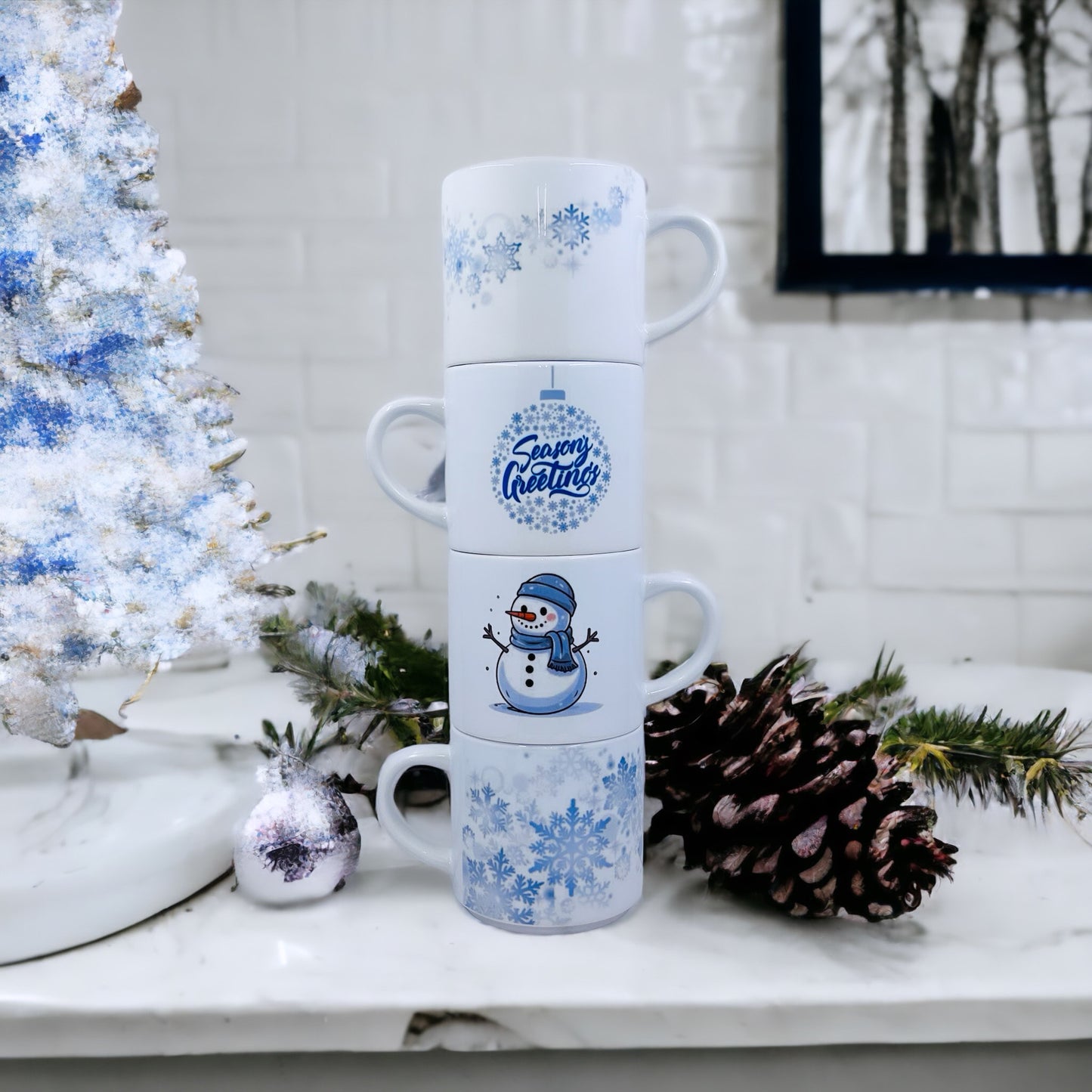 Snowman 10oz. Cocoa Mug Set