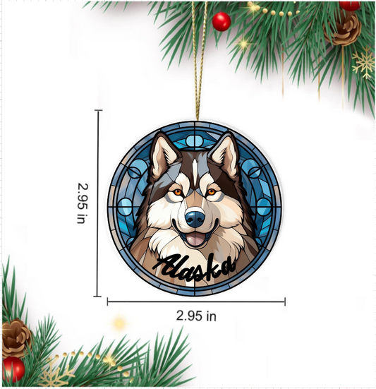 Ceramic Husky2 Ornament