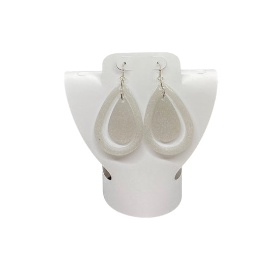 Earrings White Double Teardrop