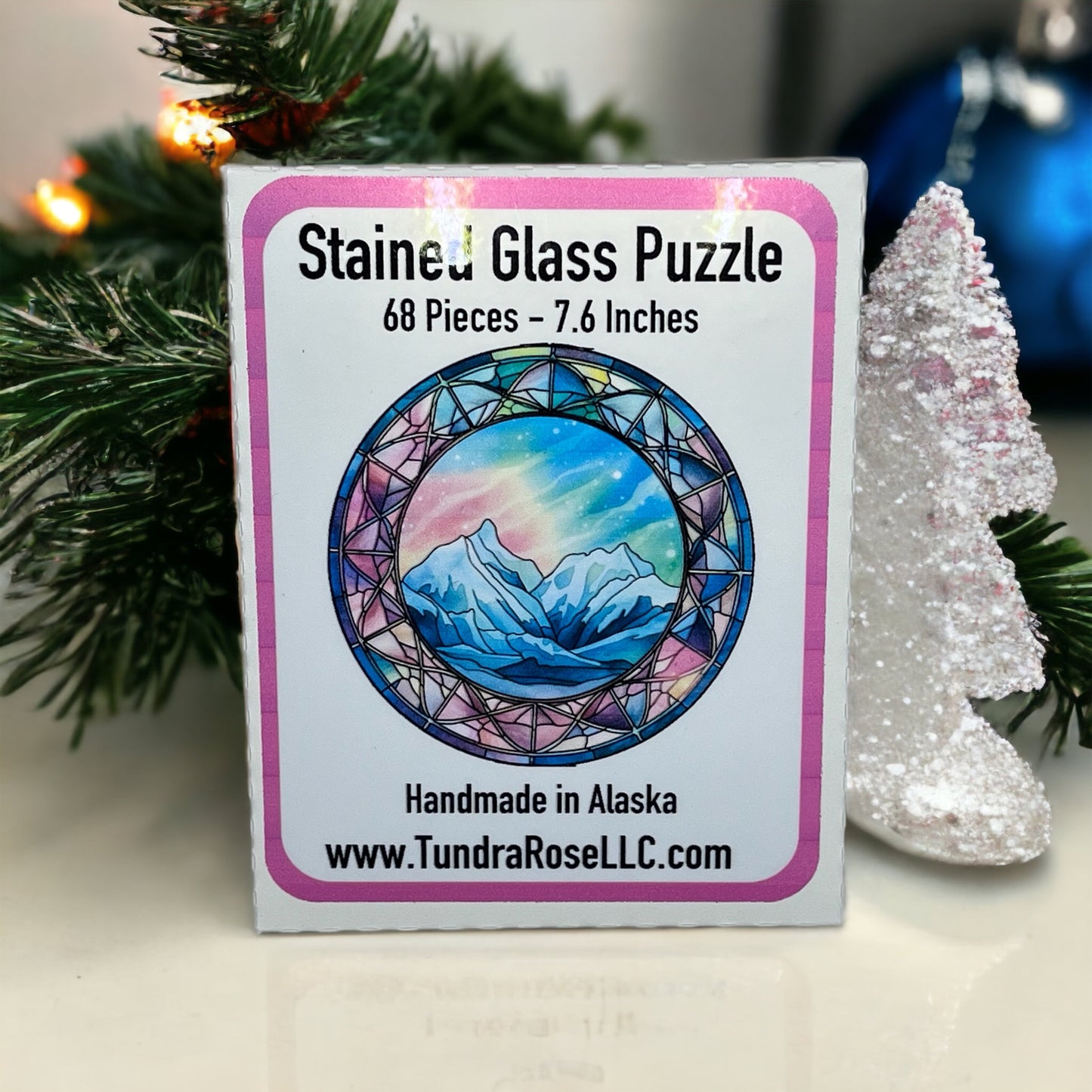 Aurora Stained Glass Puzzle 68 Piece Round