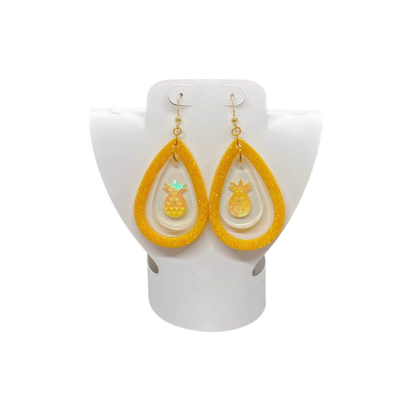 Double Tear Drop Earrings Pineapple