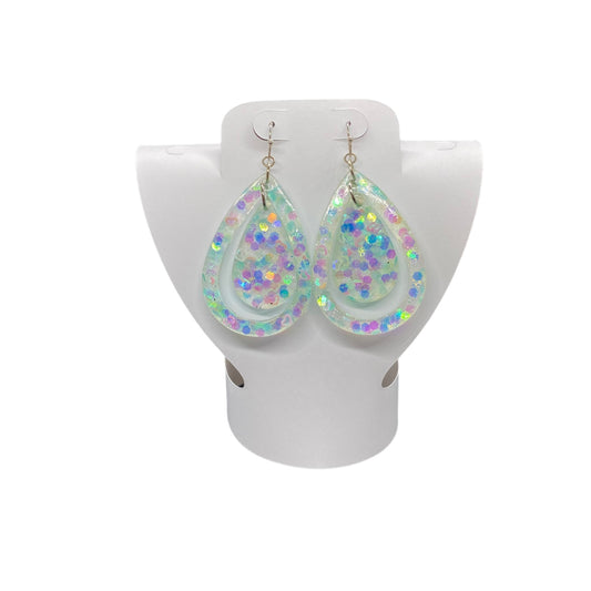 Earrings Holo Glitter Double Teardrop