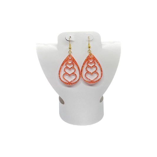 Earrings Orange Hearts